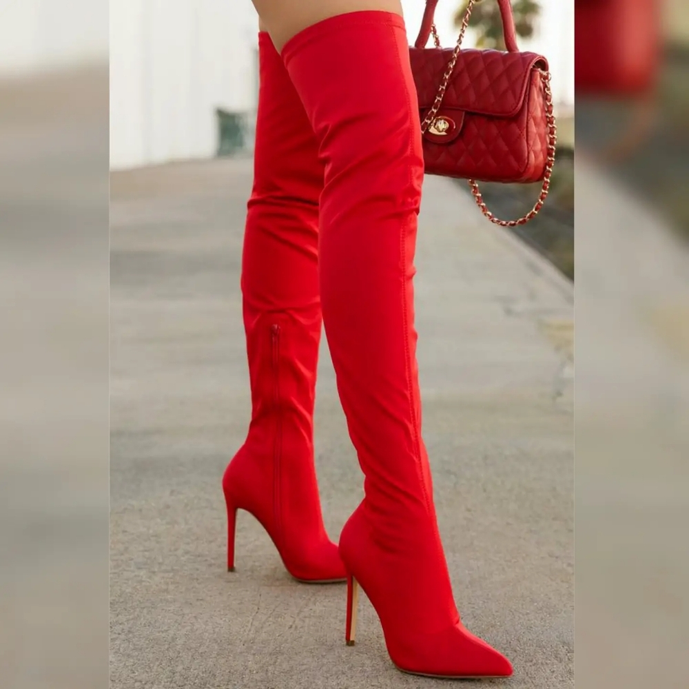 Giselle Over The Knee Boots - RED